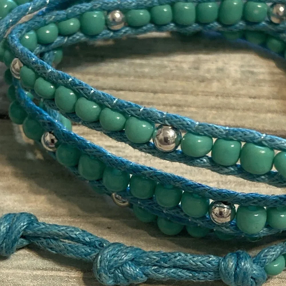 Blue Turquoise Beads Wrap Bracelet 30